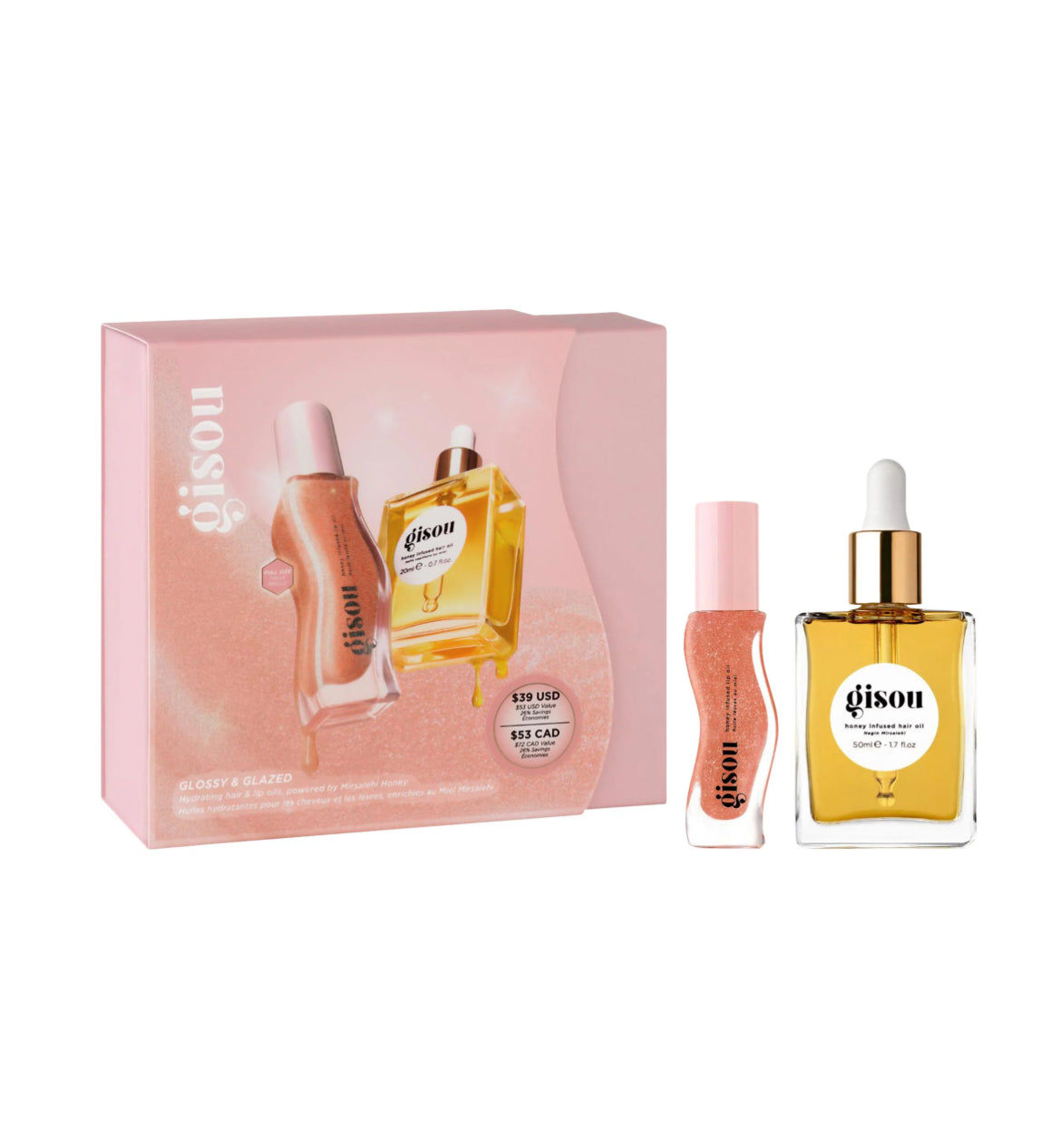 Gisou 
Glossy & Glazed Hair & Lip Oil Gift Set